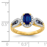 14k Diamond and Oval Sapphire Ring-RM5745