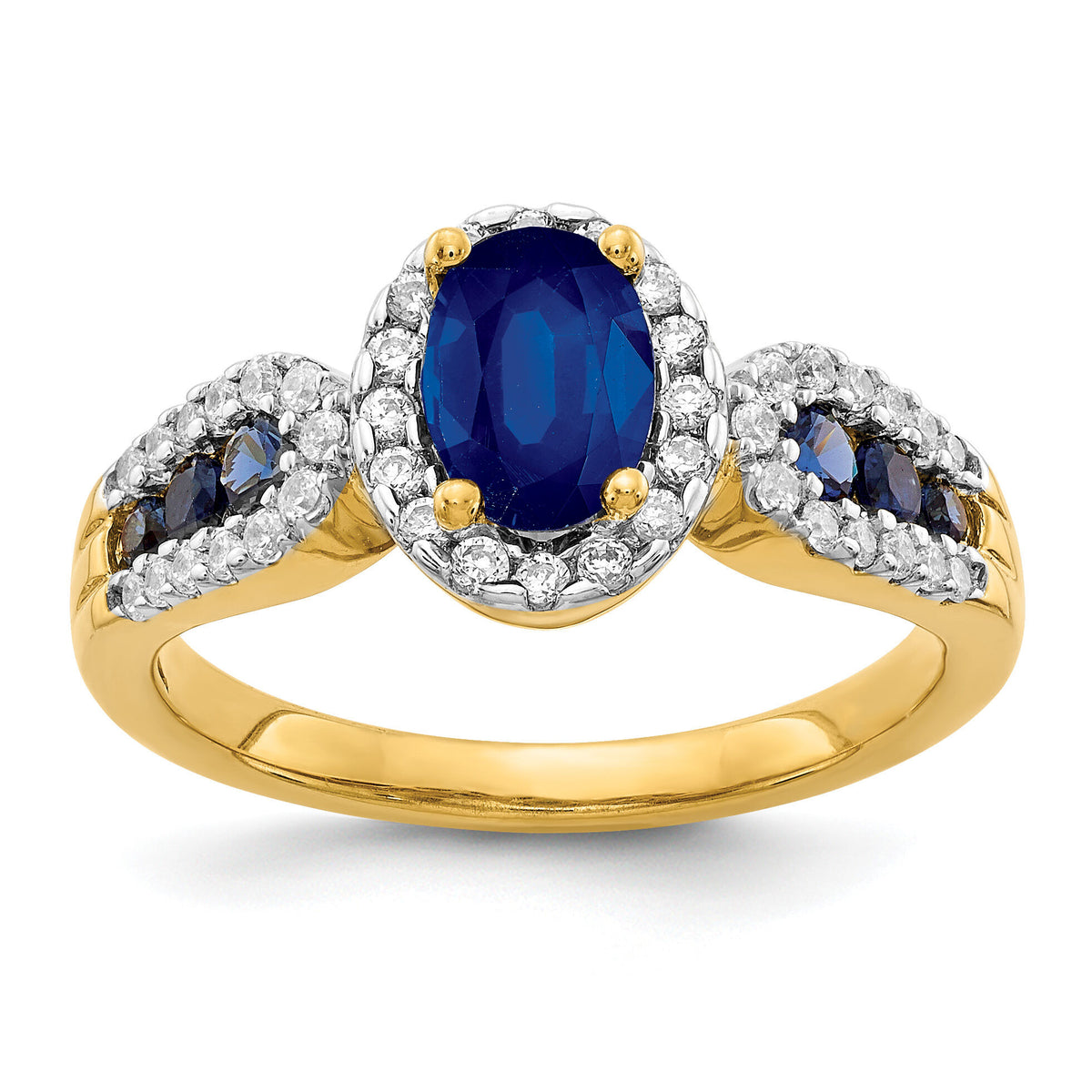 14k Diamond and Oval Sapphire Ring-RM5745
