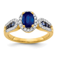 14k Diamond and Oval Sapphire Ring-RM5745