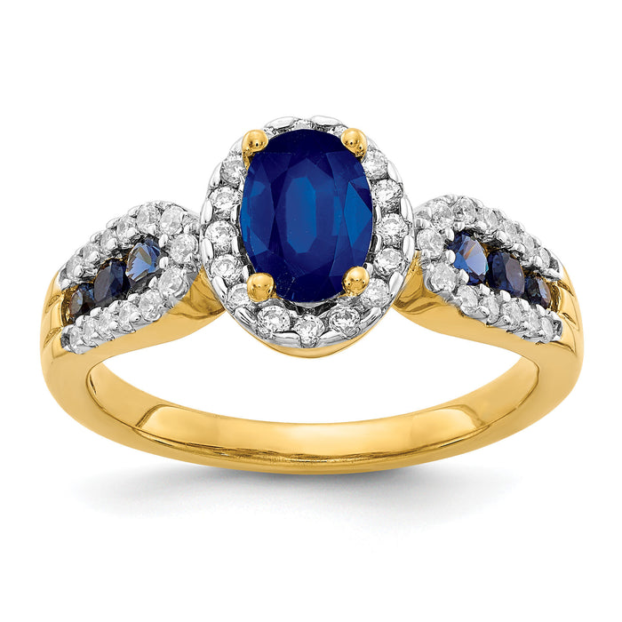 14k Diamond and Oval Sapphire Ring-RM5745