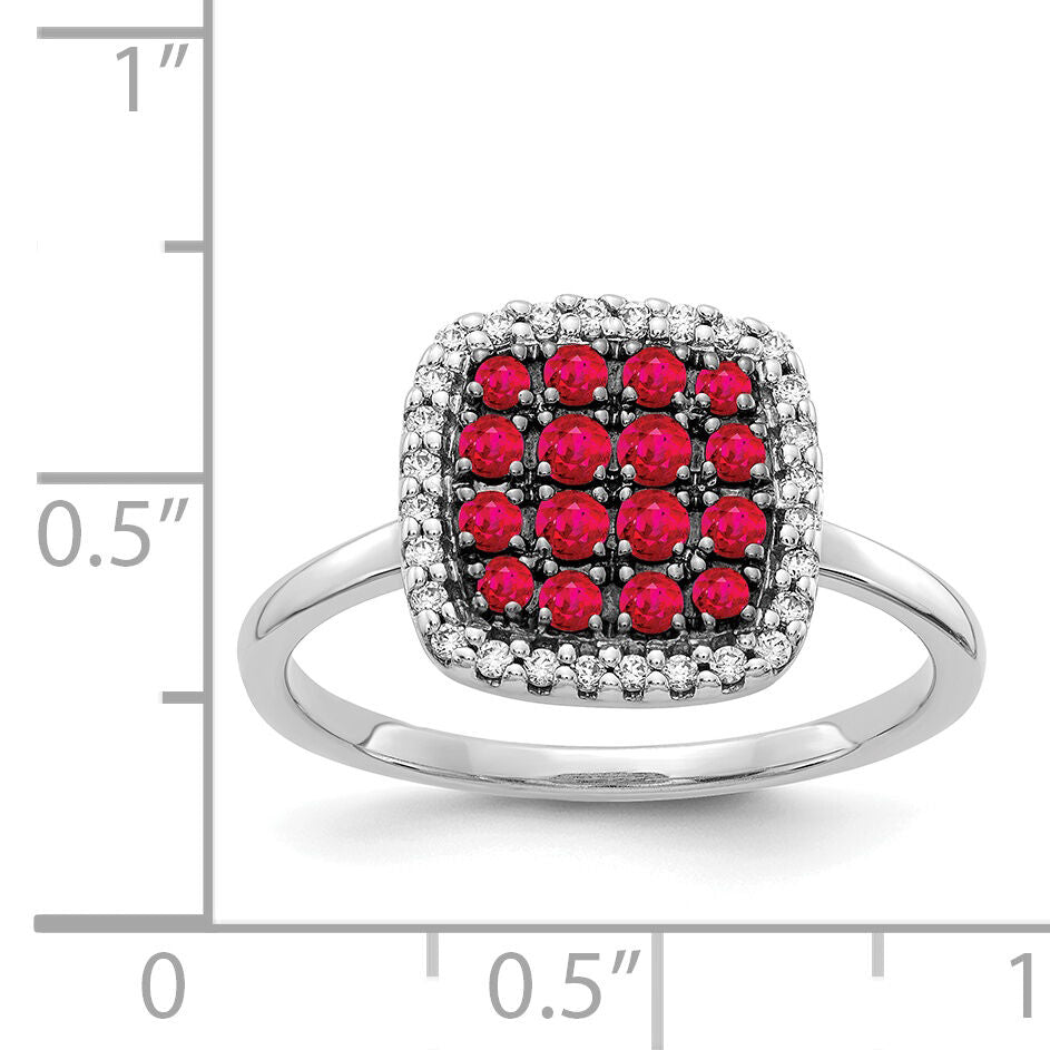 14k White Gold Diamond and Ruby Ring-RM5746