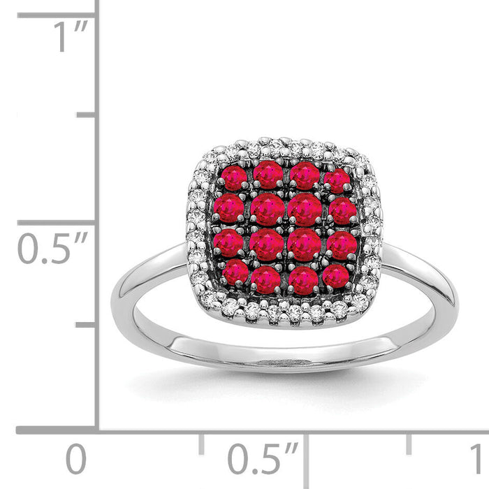 14k White Gold Diamond and Ruby Ring-RM5746