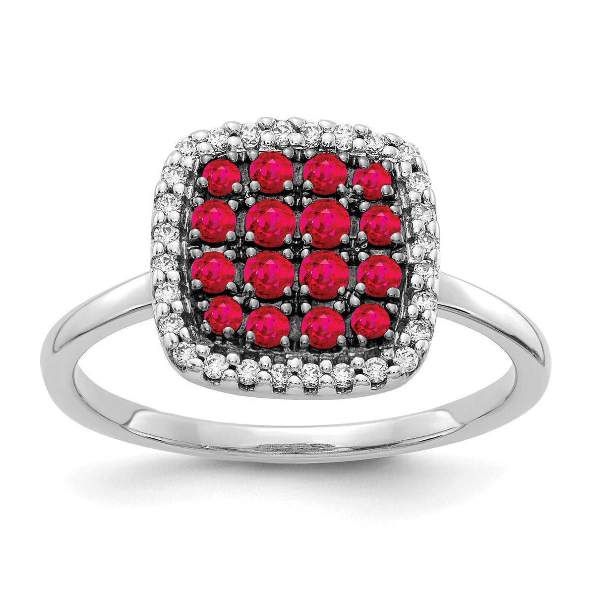 14k White Gold Diamond and Ruby Ring-RM5746