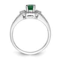 14k White Gold Diamond and Emerald Ring-RM5747