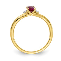 14k Diamond and Oval Ruby Ring-RM5748