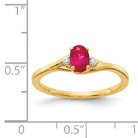 14k Diamond and Oval Ruby Ring-RM5748