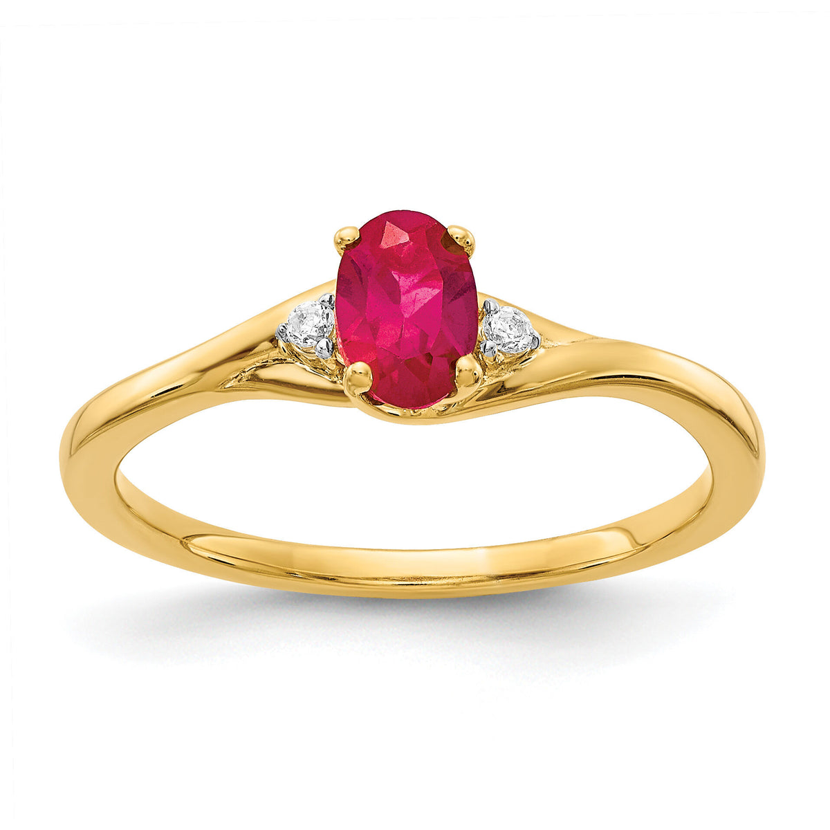 14k Diamond and Oval Ruby Ring-RM5748