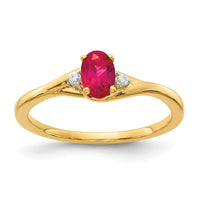 14k Diamond and Oval Ruby Ring-RM5748