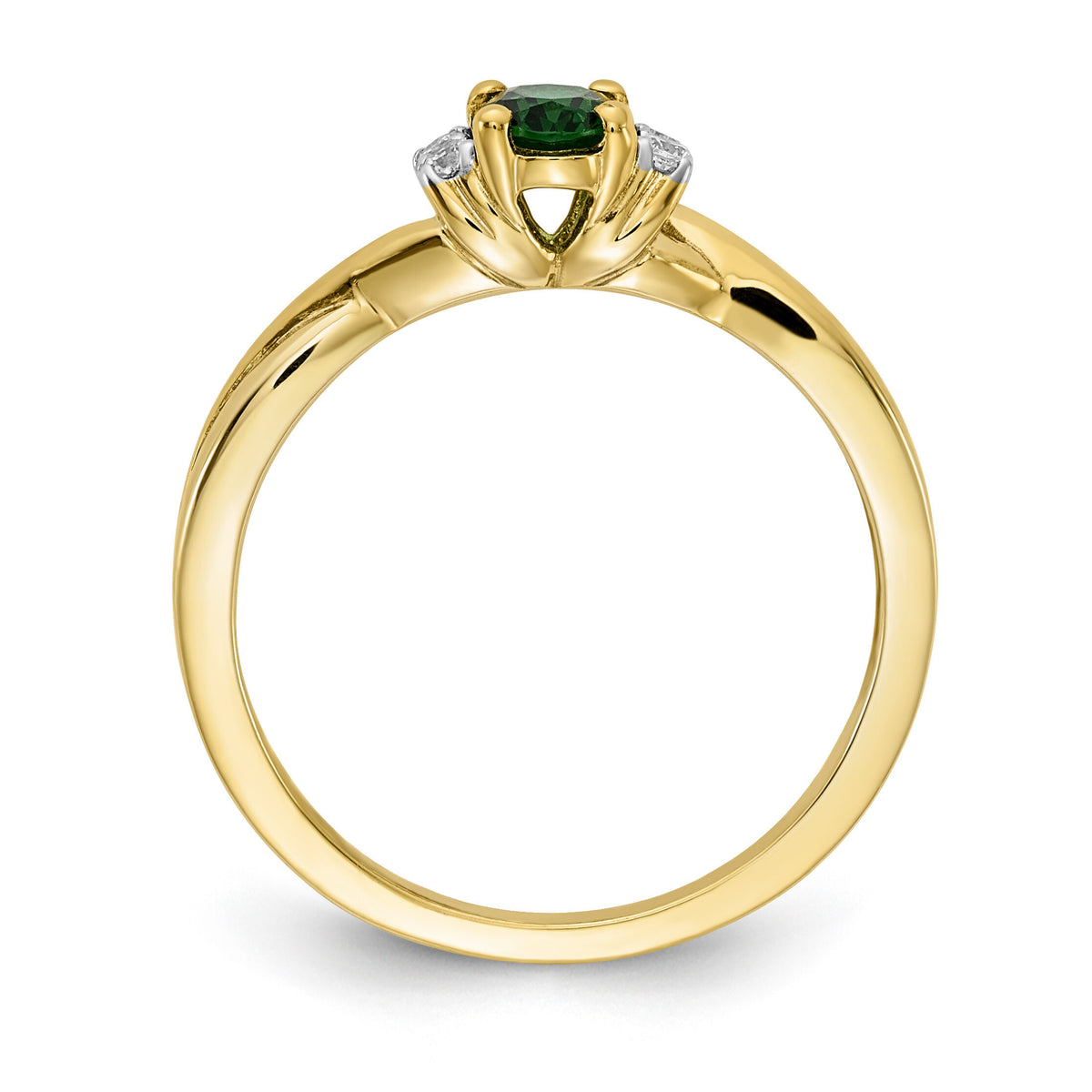 14k Diamond and Oval Emerald Ring-RM5749