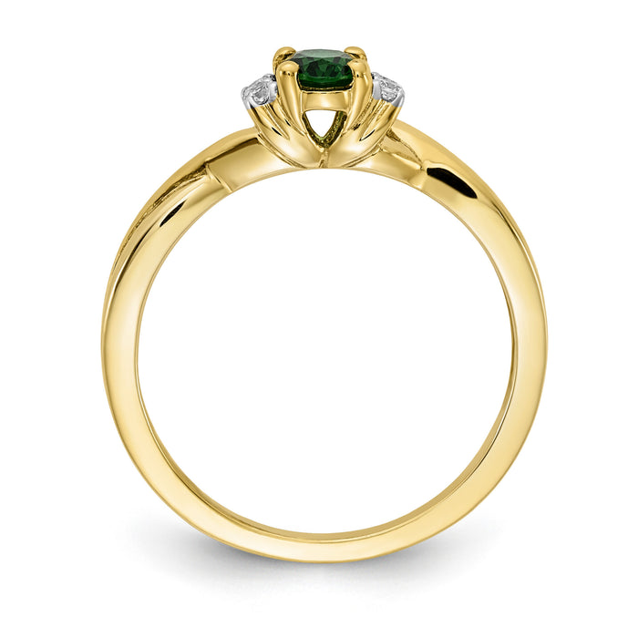 14k Diamond and Oval Emerald Ring-RM5749