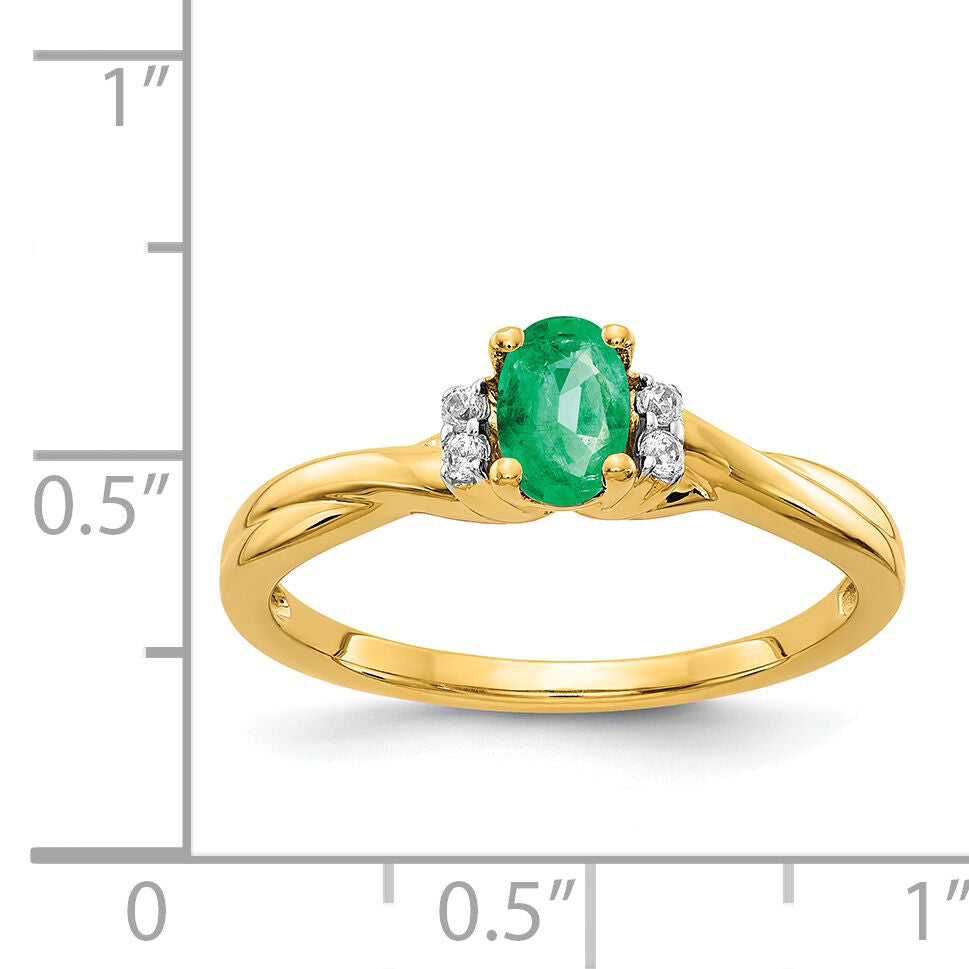 14k Diamond and Oval Emerald Ring-RM5749
