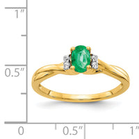14k Diamond and Oval Emerald Ring-RM5749