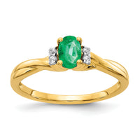 14k Diamond and Oval Emerald Ring-RM5749