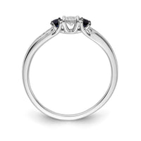 14k White Gold Diamond and Sapphire 3-stone Ring-RM5750