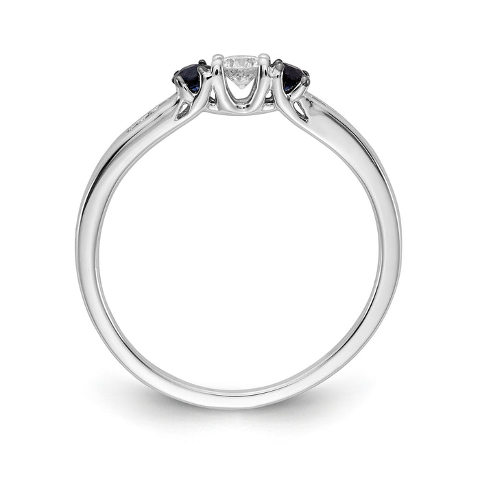 14k White Gold Diamond and Sapphire 3-stone Ring-RM5750