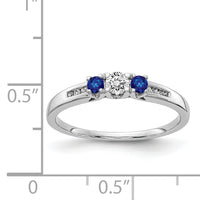 14k White Gold Diamond and Sapphire 3-stone Ring-RM5750