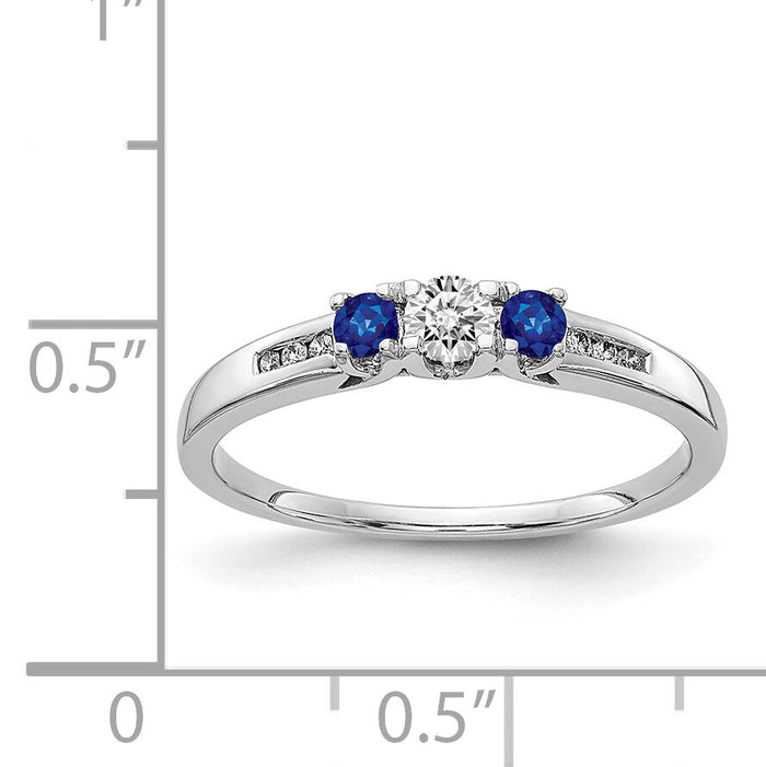 14k White Gold Diamond and Sapphire 3-stone Ring-RM5750