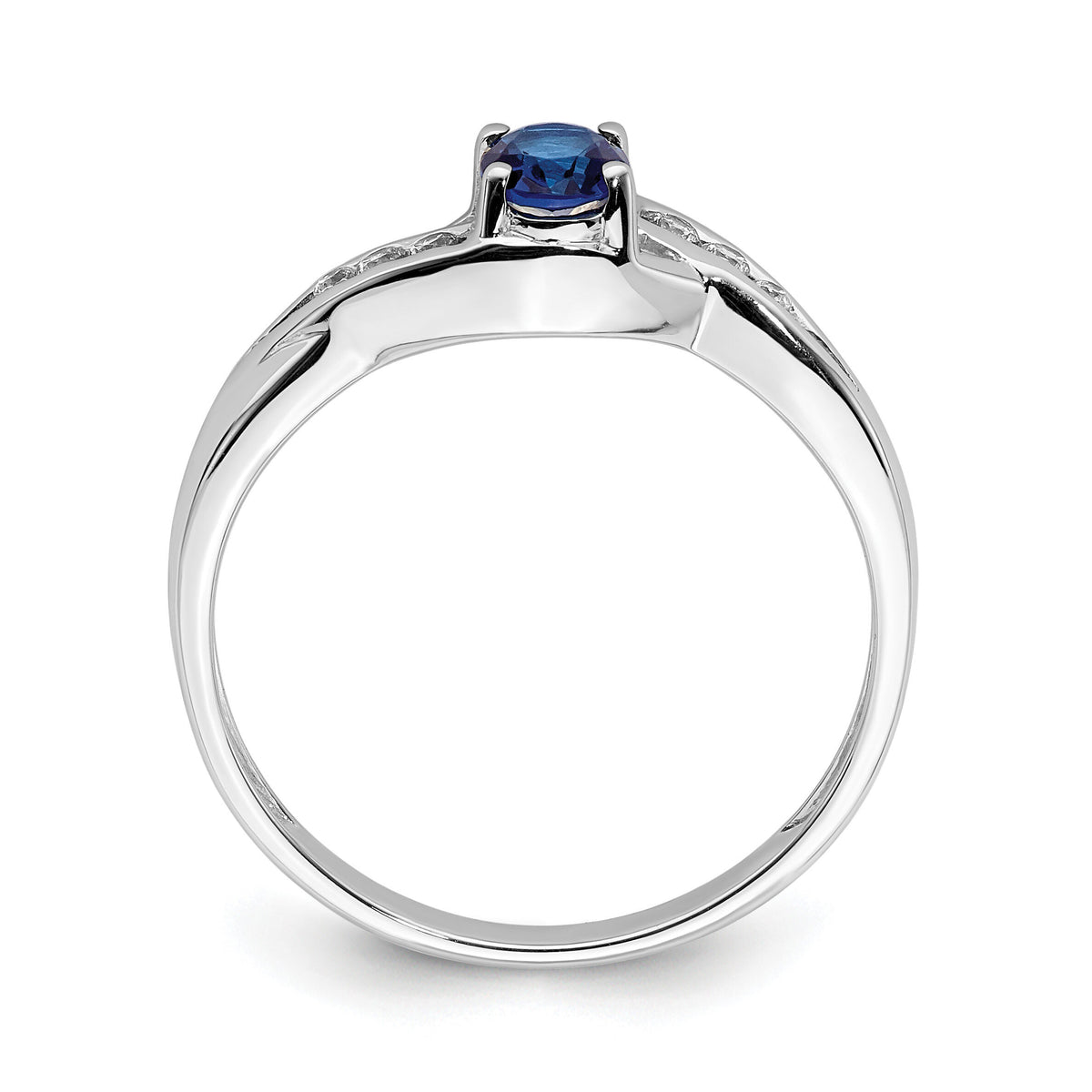 14k White Gold Oval Sapphire Diamond Ring-RM5751