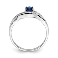 14k White Gold Oval Sapphire Diamond Ring-RM5751