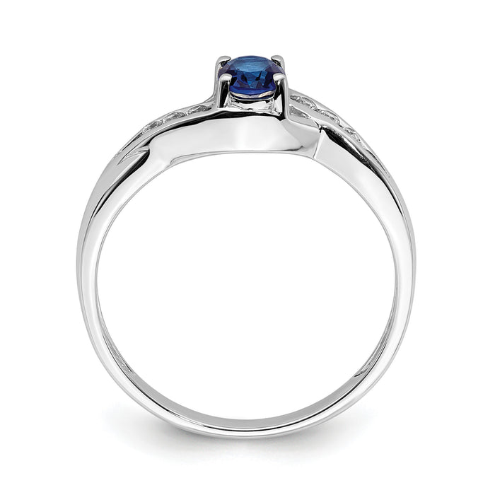 14k White Gold Oval Sapphire Diamond Ring-RM5751