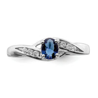 14k White Gold Oval Sapphire Diamond Ring-RM5751