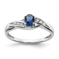 14k White Gold Oval Sapphire Diamond Ring-RM5751