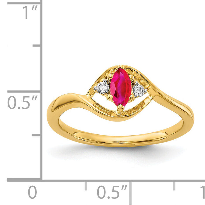 14k Diamond and Marquise Ruby Ring-RM5752
