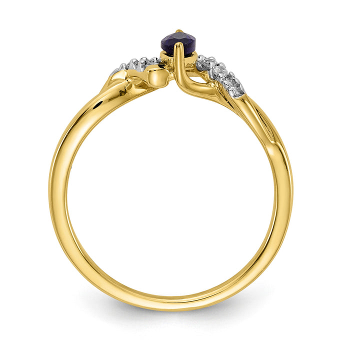14k Diamond and Marquise Sapphire Ring-RM5753