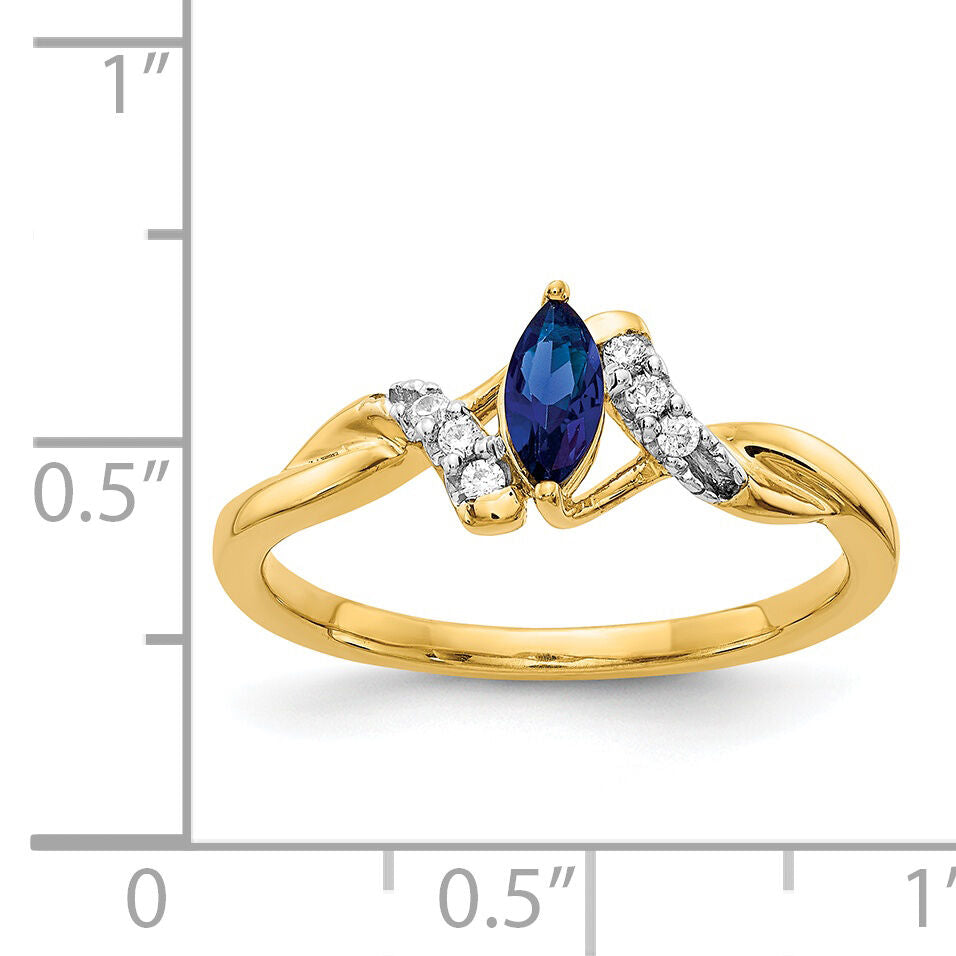 14k Diamond and Marquise Sapphire Ring-RM5753