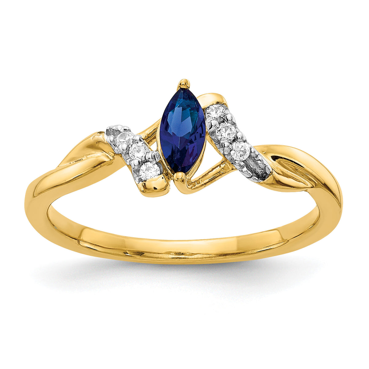 14k Diamond and Marquise Sapphire Ring-RM5753