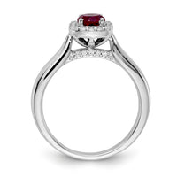 14k White Gold Diamond and Ruby Halo Ring-RM5754