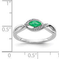 14k White Gold Diamond and Marquise Emerald Ring-RM5755