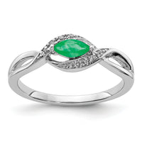 14k White Gold Diamond and Marquise Emerald Ring-RM5755