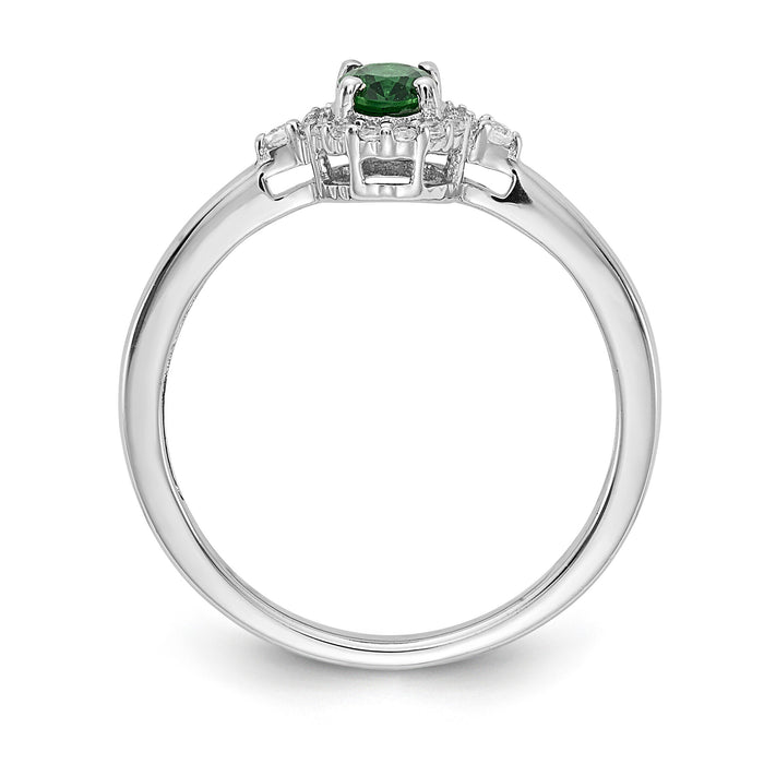 14k White Gold Oval Emerald and Diamond Halo Ring-RM5756
