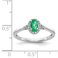 14k White Gold Oval Emerald and Diamond Halo Ring-RM5756