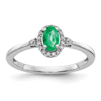 14k White Gold Oval Emerald and Diamond Halo Ring-RM5756