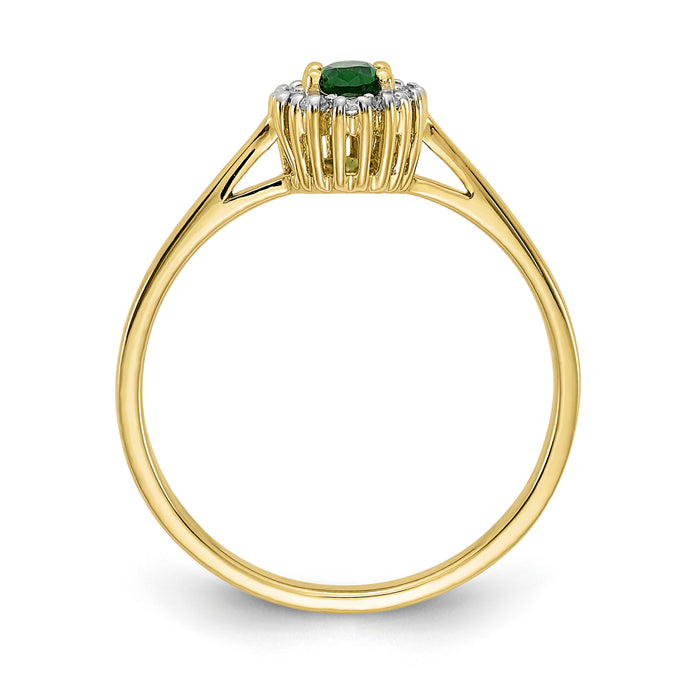 14k Diamond and Oval Emerald Halo Ring-RM5757