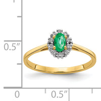 14k Diamond and Oval Emerald Halo Ring-RM5757