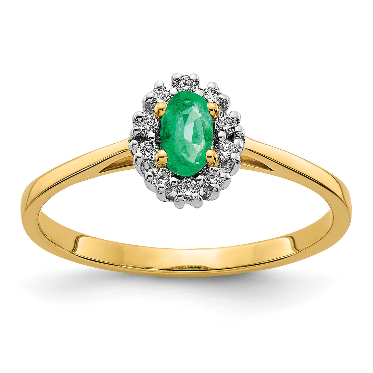 14k Diamond and Oval Emerald Halo Ring-RM5757