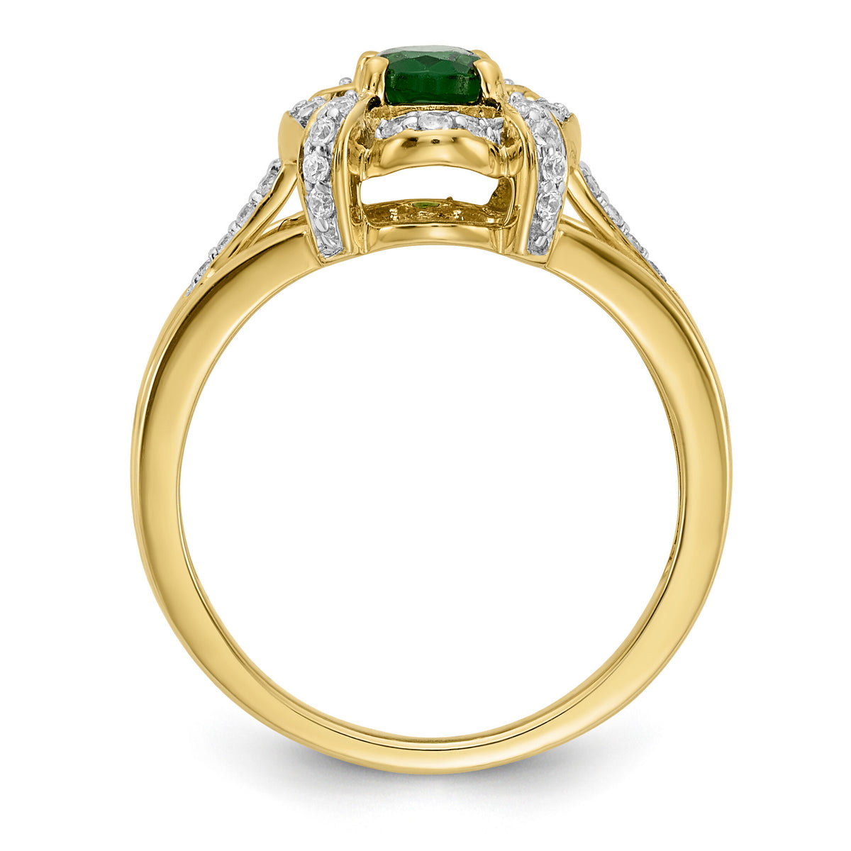 14k Diamond and Oval Emerald Ring-RM5758