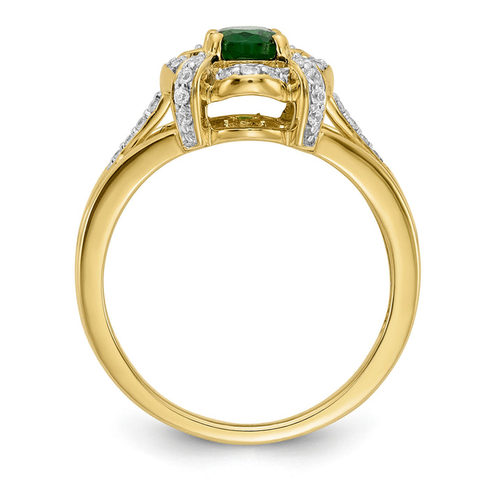 14k Diamond and Oval Emerald Ring-RM5758