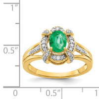 14k Diamond and Oval Emerald Ring-RM5758