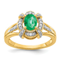 14k Diamond and Oval Emerald Ring-RM5758