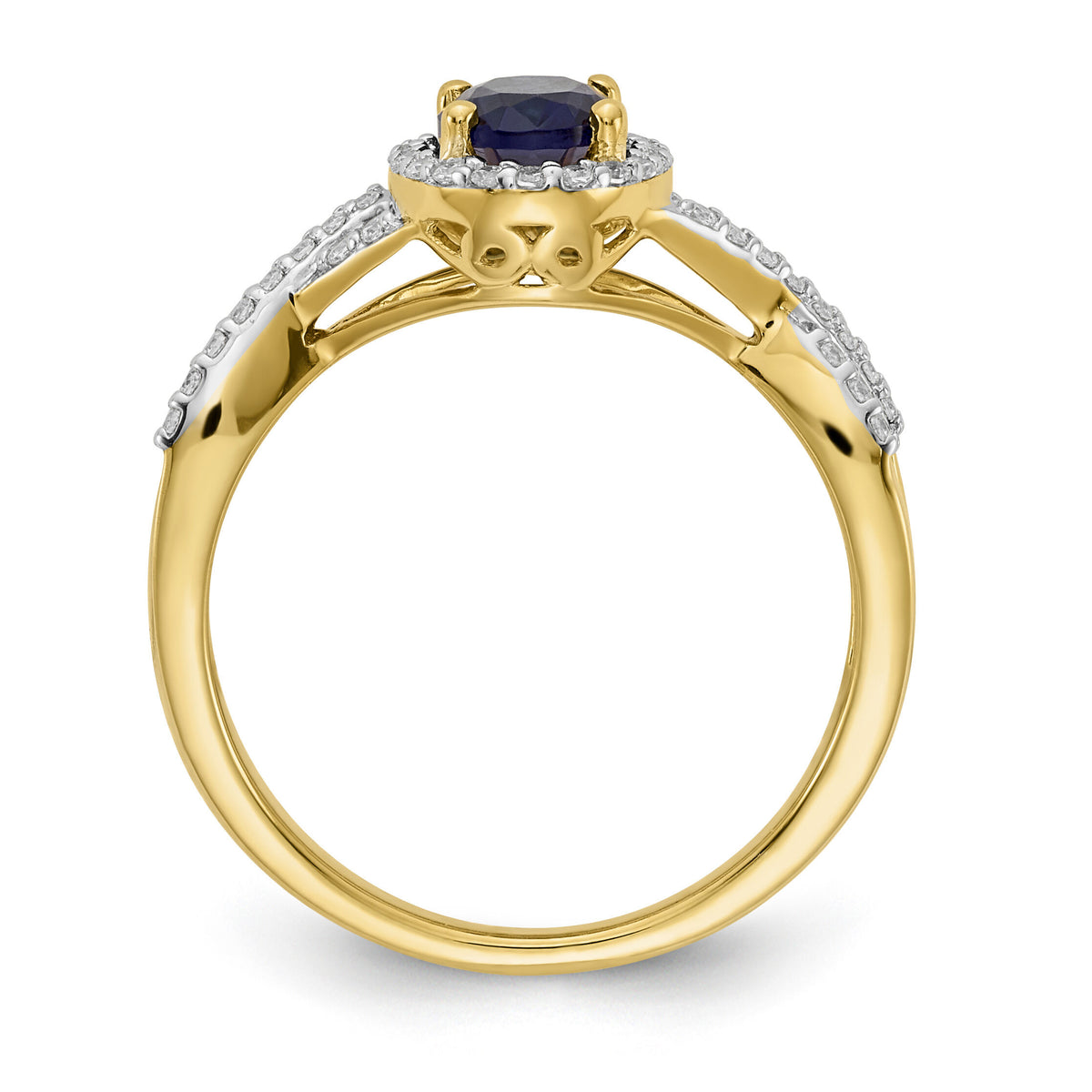 14k Diamond and Sapphire Oval Halo Ring-RM5759