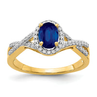 14k Diamond and Sapphire Oval Halo Ring-RM5759