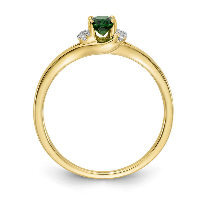 14k Diamond and Oval Emerald Ring-RM5761