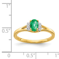14k Diamond and Oval Emerald Ring-RM5761