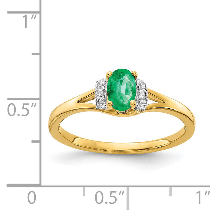 14k Diamond and Oval Emerald Ring-RM5761