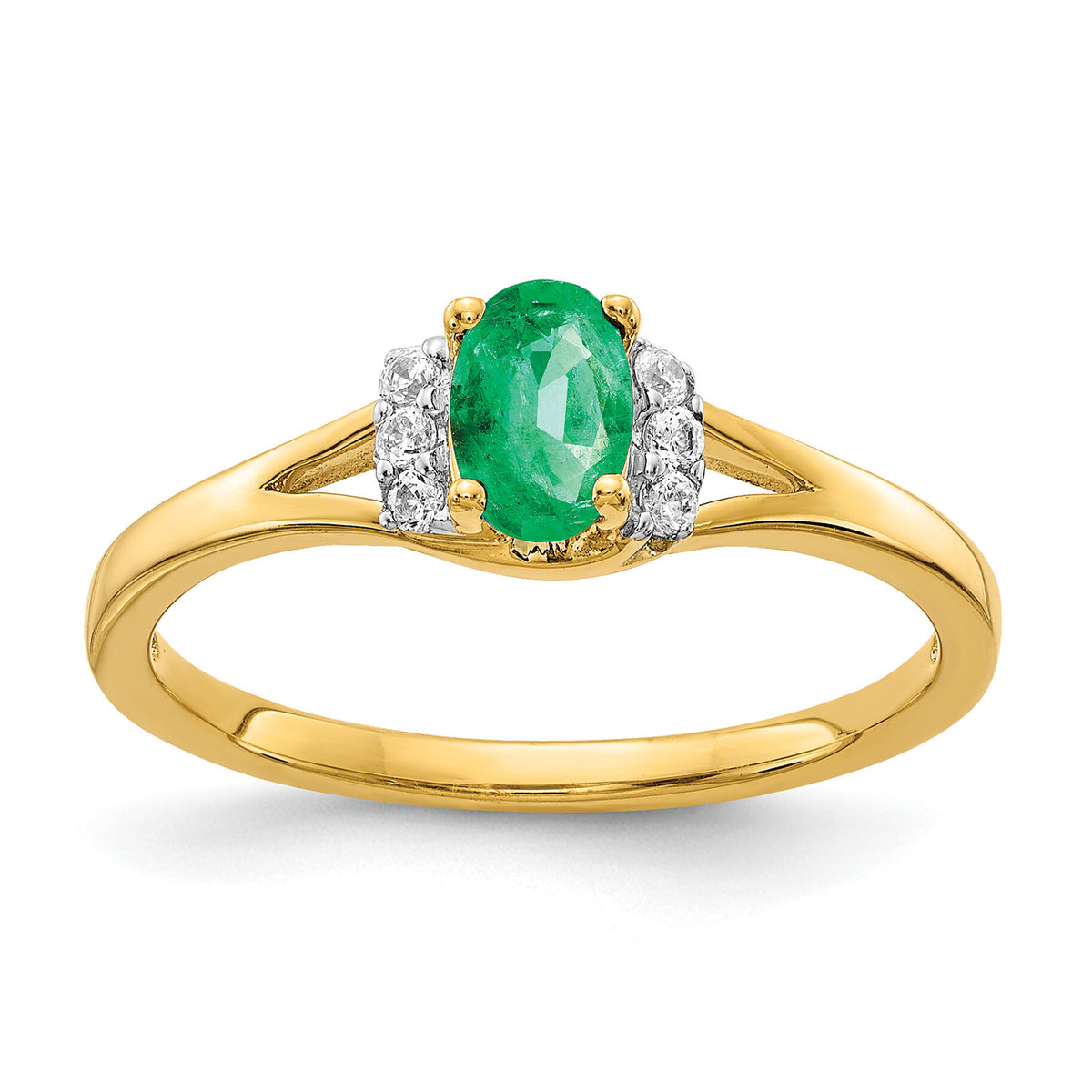 14k Diamond and Oval Emerald Ring-RM5761