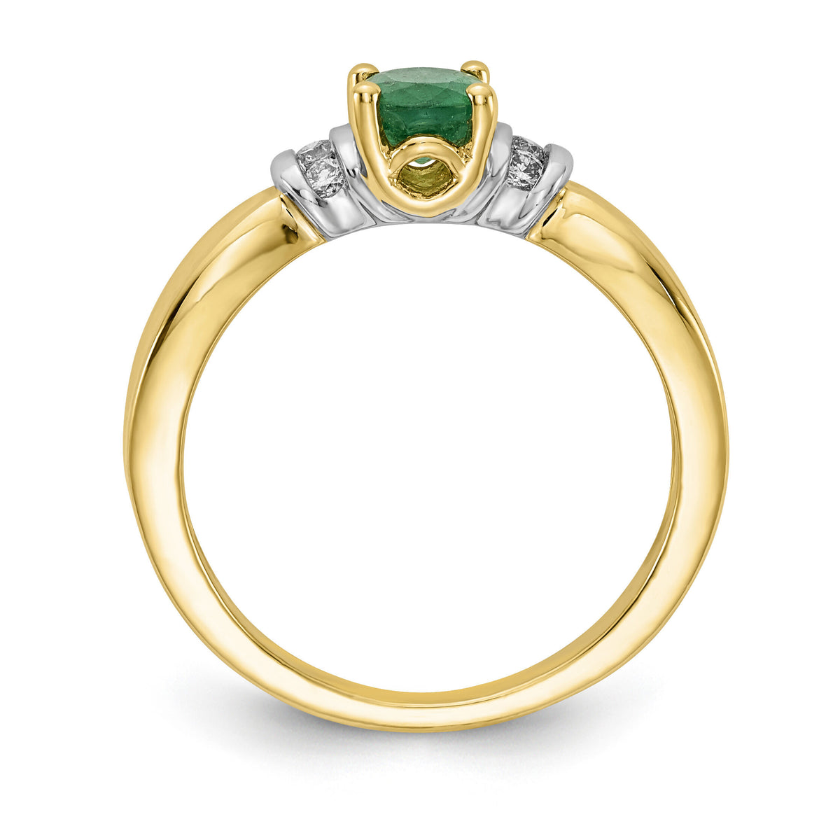 14k with Rhodium Diamond and Oval Emerald Ring-RM5762